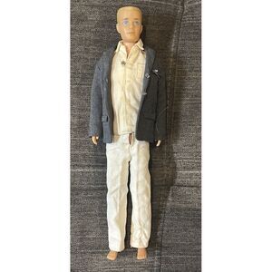 Vintage 1960 Barbie AlanDoll Blonde, Straight Legs With Original Clothing